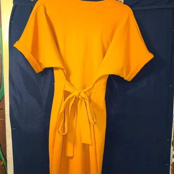Boohoo Mustard Yellow Wrap Dress-us10 - Picture 8 of 11